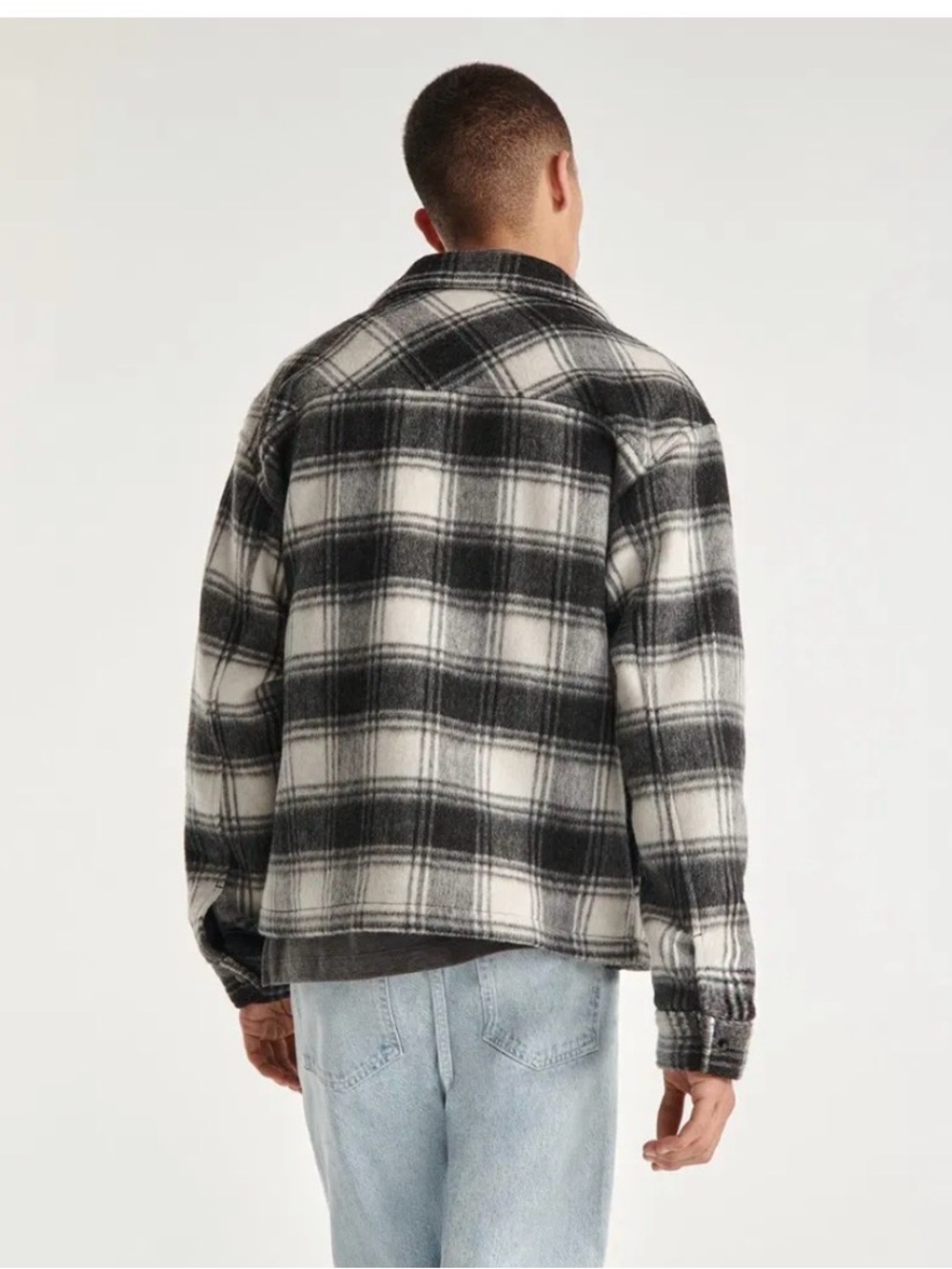 The Kooples Black and White Plaid Shirt Jacket - Picture 3 of 10